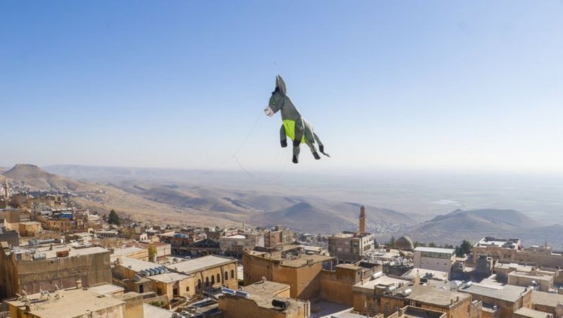 3 boyutlu ‘kadrolu eşek’ uçurtmaları, Mardin semalarında