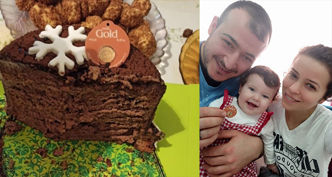 Yılbaşı pastasından altın çıktı, şaşkına döndü