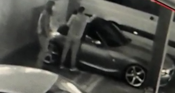 Hırsızlık yapmak için lüks otomobili böyle kestiler