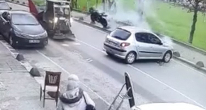 Beykoz’da feci motosiklet kazası kamerada